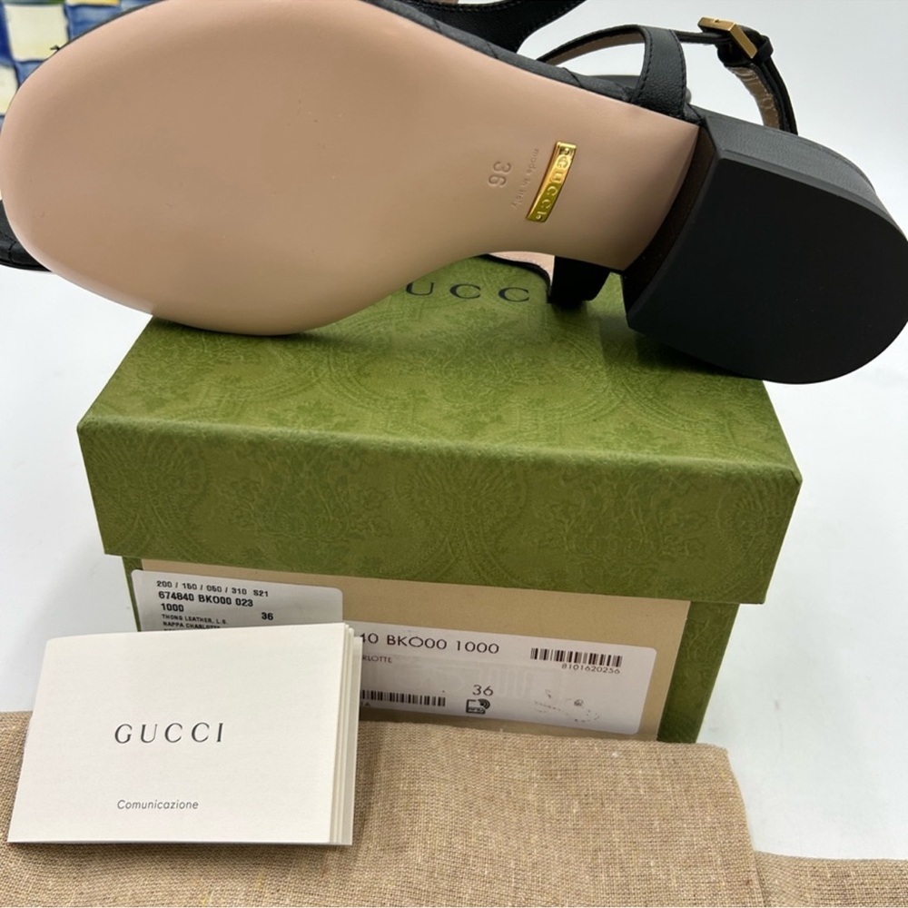 Women’s Gucci GG block, heel quilted leather sandals, size 36 made in Italy - Picture 8 of 8